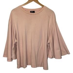 Who What Wear Cotton Light Pink Salmon Bell Sleeve Crew Neck Tee Top XL